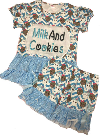 * Cookies & Milk 2pc Short Sleeve Shirt & Matching Shorts Set Clearance xs only