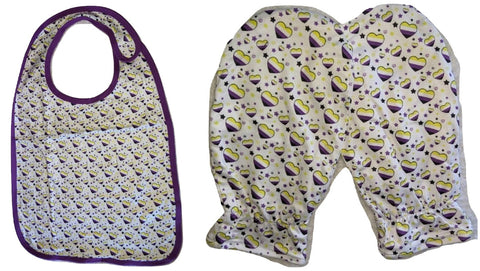 Adult Non Binary Hearts Matching 2pc Bib Mittens Set Designed by @QUEENPINSART