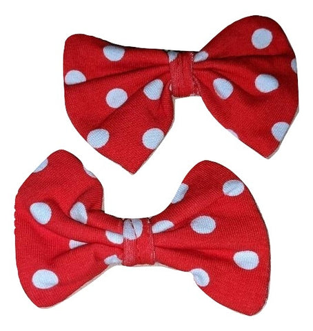 Red Dots Matching Boutique Fabric Hair Bow 2pc Set