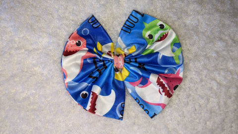 Cartoon Sharks Boutique Fabric Hair Bow