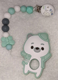 Bear SILICONE TEETHER CHEWING TOY PACIFIER CLIP