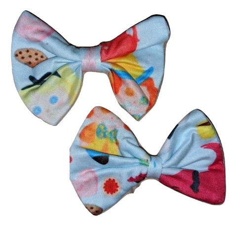 LIL TEA PARTY Matching Boutique Fabric Hair Bow 2pc Set