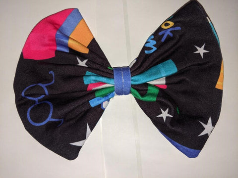 LIL BOOK WORM Black Matching Boutique Fabric Hair Bow Clearance