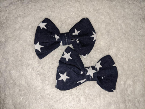 TWINKLE LITTLE STAR Matching Boutique Fabric Hair Bow 2pc Set