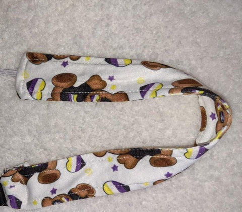 Non Binary Bear Matching Fabric Pacifier Clips - 17" @QUEENPINSART