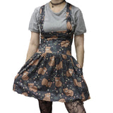 Fall Brown Bear Jumper Skirt Dress with POCKETS