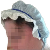 Seersucker Adult Baby Bonnets Dark Blue/White