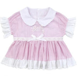 Embroidered Baby Seersucker Pink & White Dress xs s 3x 4x