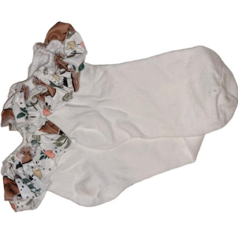 Fall Bear Fabric Ruffle Socks