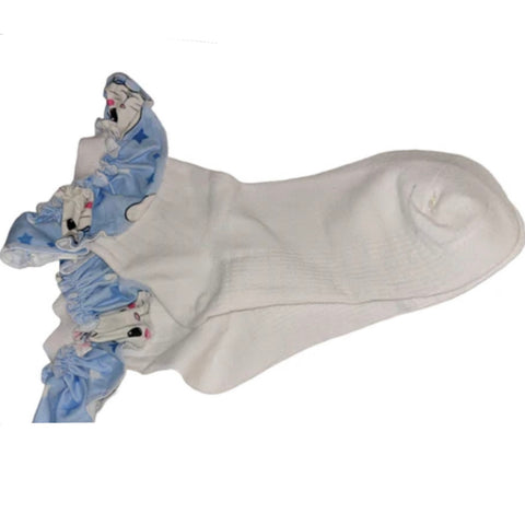 BLUE BABY BUNNY Fabric Ruffle Socks