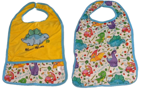 Veggisaurus Dinosaur Double Sided Bib with pocket Print DESIGNED BY @FaulyOverlord