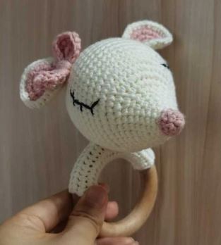 Mouse Crochet Rattle Soother Teether