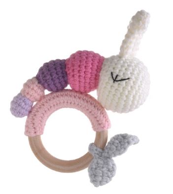 Caterpillar Crochet Rattle Soother Teether