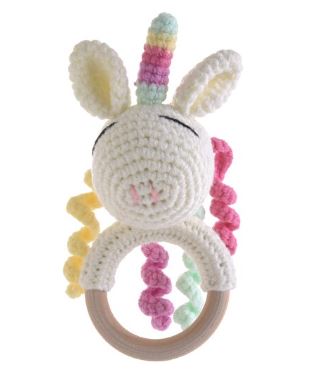 Unicorn Crochet Rattle Soother Teether