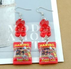 Boutique Earrings Gummy Bears Red
