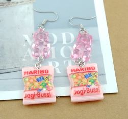 Boutique Earrings Gummy Bears Pink