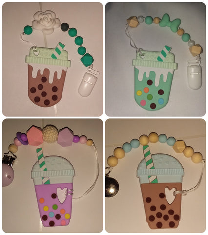 Milk Shake Silicone Teether Chewing Toy Pacifier Clip