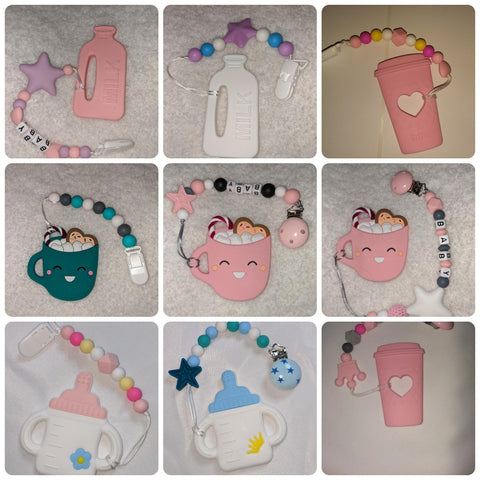 Drinks SILICONE TEETHER CHEWING TOY PACIFIER CLIP