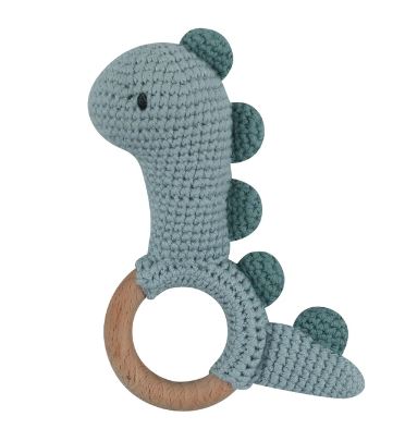 Blue dinosaur Crochet Rattle Soother Teether