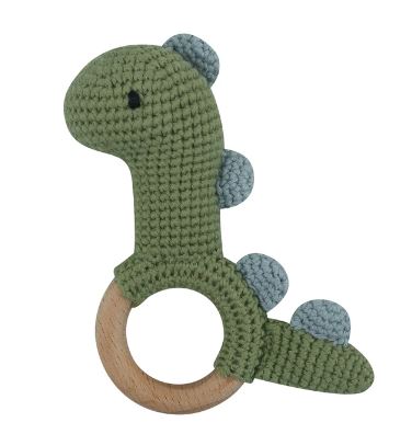 Green dinosaur Crochet Rattle Soother Teether