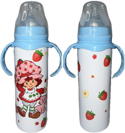 Strawberry New 8 Ounce Stainless Steel Bottle With Handle
