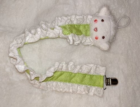 Lamb Plush Ruffle Deluxe Pacifier Clip