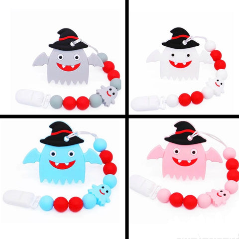 Halloween Ghost Silicone Teether Chewing Toy Pacifier Clip