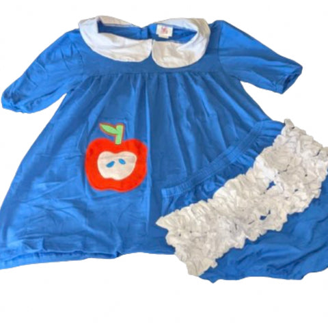 * Back to School Apple Ruffles Matching Bloomers Short Clearance