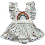 * Ruffle Rainbow polka-dots Romper Dress Small 5x Clearance