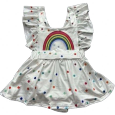 Ruffle Rainbow polka-dots Romper Dress xxs Clearance