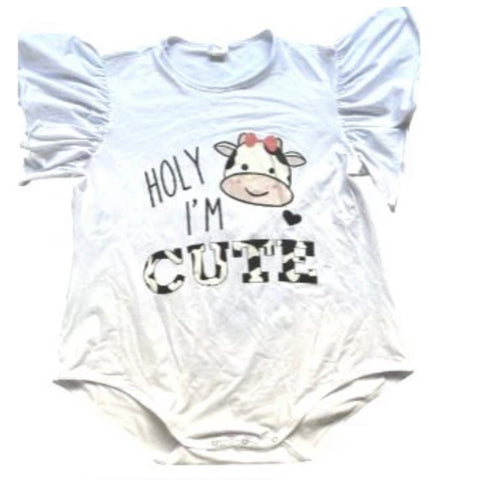 * Holy Cow I'm cute Short Sleeve Cotton Bodysuit Clearance xs xl ONLY