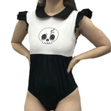 Goth Skull Cotton Collared Bodysuit