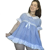Blue & White Embroidered Baby Doll Dress