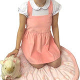 Peach Pink Corduroy Suspender Skirt Dress