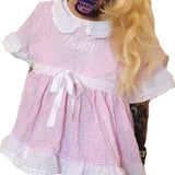 Pink & White Embroidered Baby Doll Dress