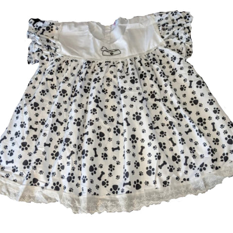 DISCONTINUED Embroidered BabyDoll Dress Puppy Prints & Bones