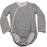 Long Sleeve Grey White Dots Cotton Side Snap BODYSUIT * Limited Stock