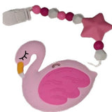 Bird Flamingo Silicone Teether Chewing Toy Pacifier Clip VARIETY