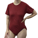 * Dark Red Short Sleeve Plain Cotton T-Shirt Bodysuit Clearance