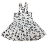 Black & White Dinosaurs Suspender Skirt Dress