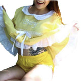 Seersucker Embroidered Baby Yellow & White Dress *