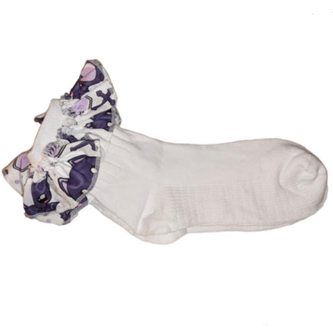 KAWAII Bats Fabric Ruffle Socks