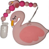Bird Flamingo Silicone Teether Chewing Toy Pacifier Clip VARIETY