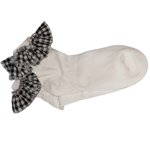 Black & Ivory Fabric Ruffle Socks Clearance