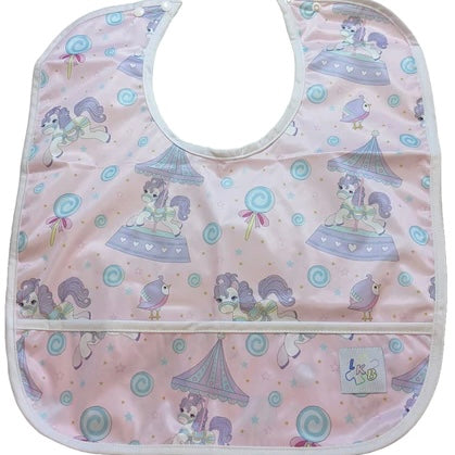Carousel Ponies Water Proof Bib with pocket