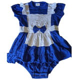 Lil' Blue & White Princess Romper Dress Clearance xxs xs 5x only