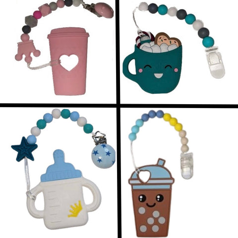 Drinks Silicone Teether Chewing Toy Pacifier Clip VARIETY