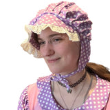 Purple & White Polka-Dot Adult Baby Bonnet