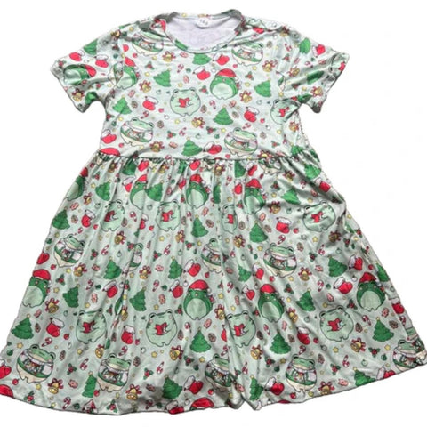 Christmas Frogs Dress with Pockets Clearance