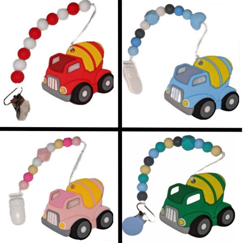 Construction Vehicles Silicone Teether Chewing Toy Pacifier Clip VARIETY